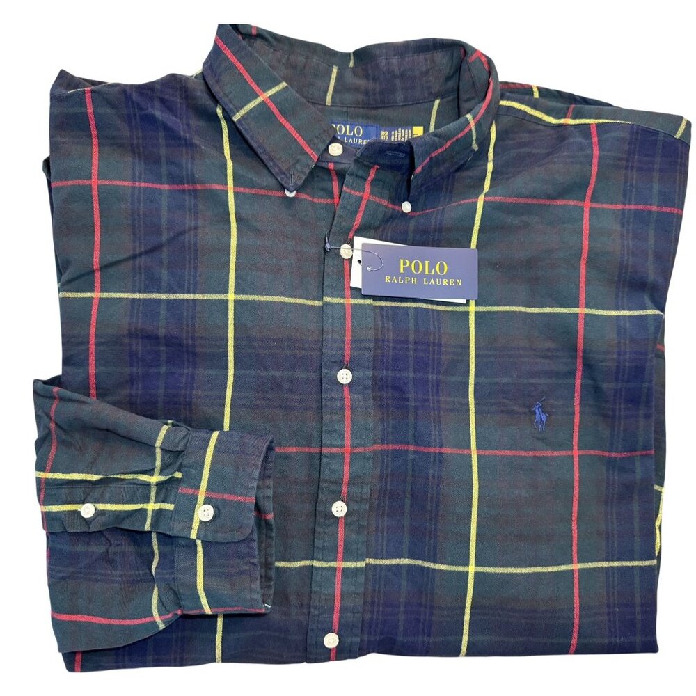 Polo Ralph Lauren Mens Long Sleeve Plaid Button-Down Shirt Mens 3XB